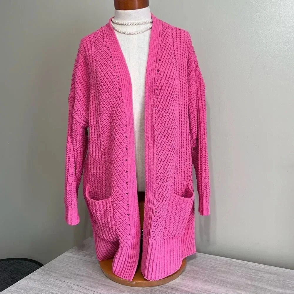 Style & Co Chenille Ribbed Trim Cardigan Sweater Size Medium - Picture 10 of 12